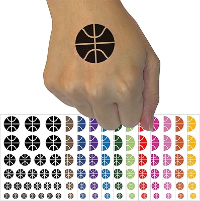 Basketball Sports Ball Temporary Tattoo Water Resistant Fake Body Art Set Collection - Yellow (One Sheet)