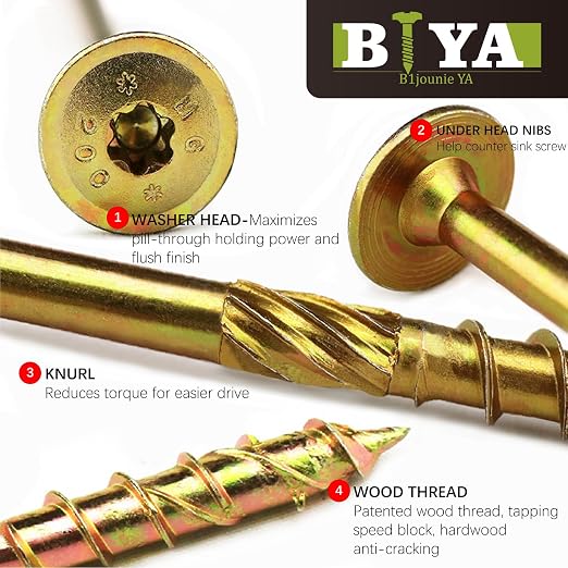 Tornillos Tirafondos estructurales 1/4" x 3-1/4" 50 piezas para madera resistencia alta miniatura 3