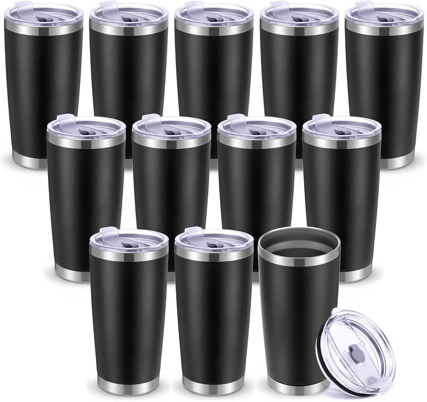 12 Pack 20oz Stainless Steel Tumblers with Lids