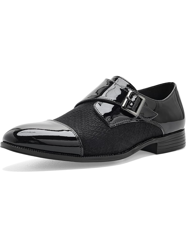 Black Stacy Adams Sutherland Cap Toe Monk Strap