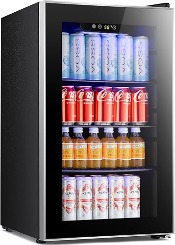 Antarctic Star Refrigerador de bebidas aprobado por ETL, mini puerta de vidrio para 95 latas para vino de cerveza de soda, 32-61 , compresor