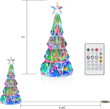 MZD8391 Color Change Smart Christmas Tree, RGB Iridescent Crystal
