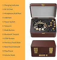 Vista 9 de Gueray CD Player Portable Bluetooth: Retro CD Players with Speakers Vintage CD-Player 3600mAh Rechargeable & Radio & Remote Control Support USB/AUX