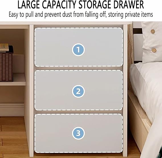 Modern Corner Desk with Drawers Home Office Computer Desk with Shelf Stylish 120x48x75CM Workstation for Bedroom or Office Use