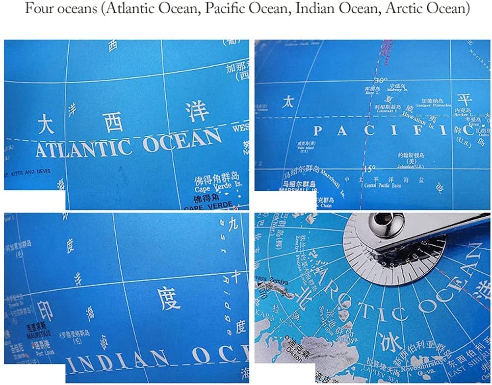 Klassischer Blauer Weltglobus mit Rutschfester Edelstahlbasis, Ständer für den Schreibtisch, pädagogischer Geographie-Weltglobus, perfekte Heimdekoration (20 cm)