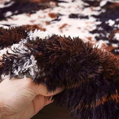 Miniatura 6 de Aimuan Alfombra de área con estampado de vaca, bonita alfombra de piel de vaca sintética, súper suave, alfombra de teñido anudado para sala de