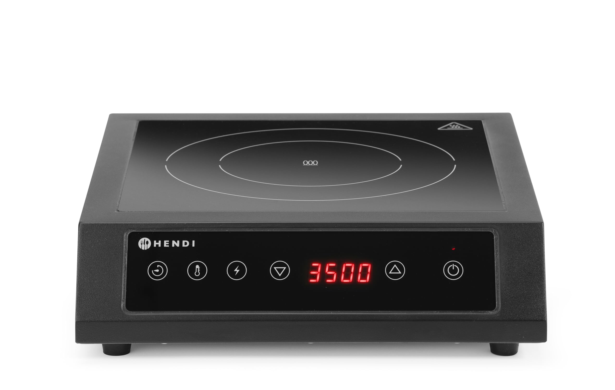 HENDI Piano cottura a induzione da appoggio professionale XL, controllo touch, 60-240°C, 220V, 3500W, 355x400x(H)100mm, ghisa e vetro temperato, nero