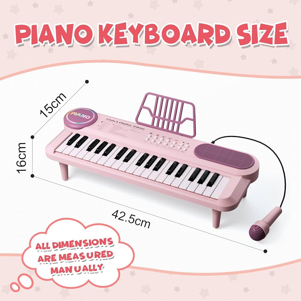 HOMCOM Pianoforte Giocattolo per Bambini 3-6 Anni, Tastiera 25 Tasti