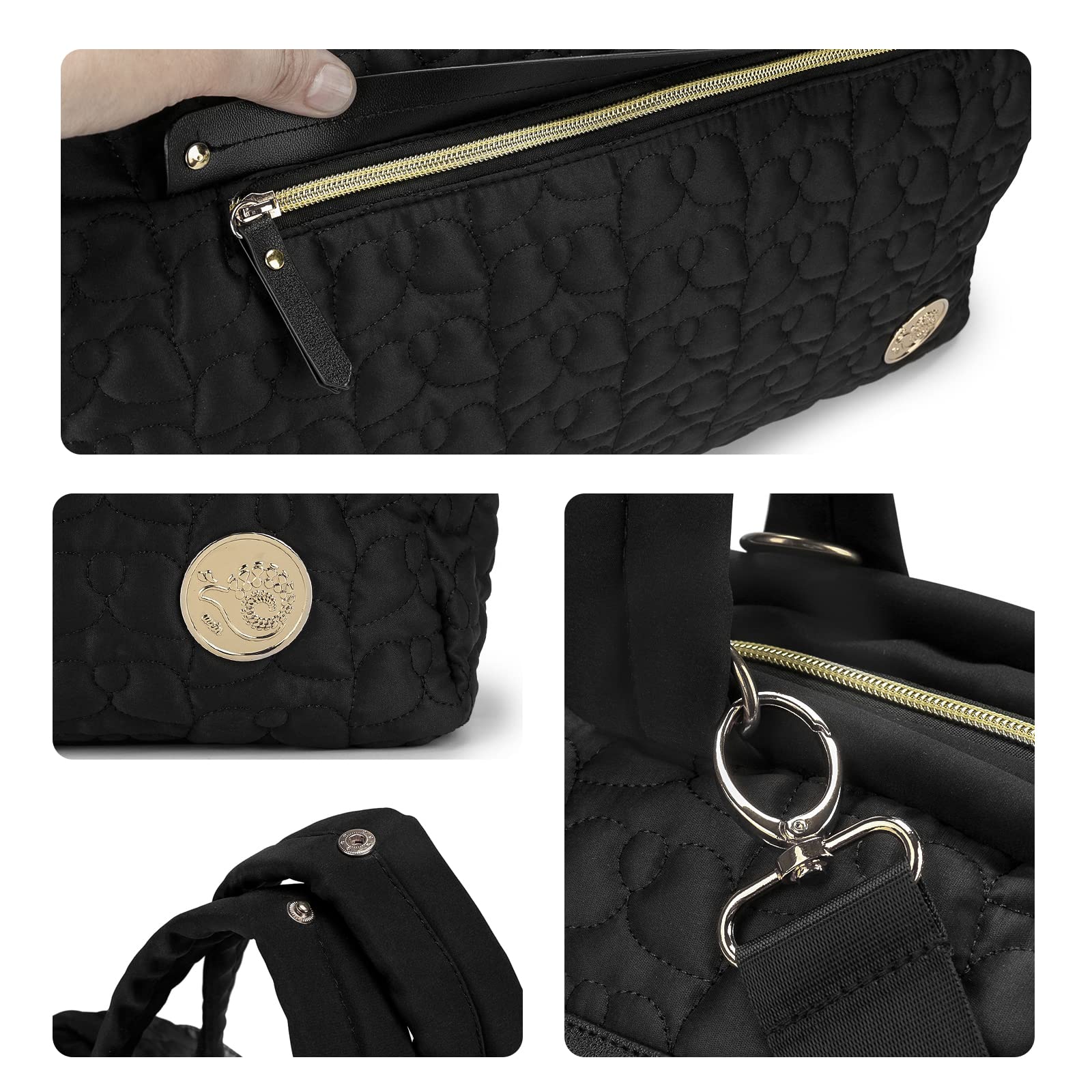 SONARIN Multibolsillos Bolsa de Pañales para Bebés,Gran Capacidad Multifuncional Materna Messenger Bolsos Bandolera Elegante Bolsa de Viaje para Pañales con Correa de Hombro(Negro)