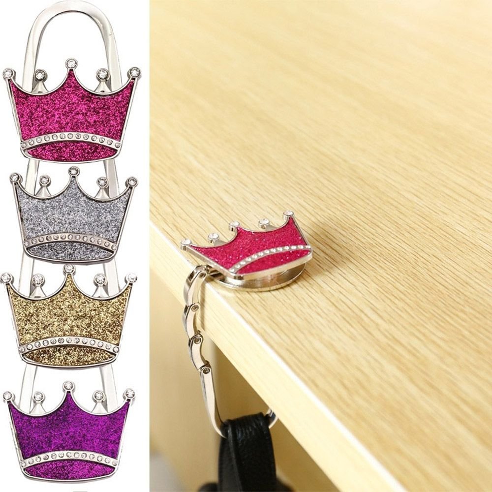 Junbuoom Metal Crown Shape Handbag Hang Purse Table Hook Hanger Shimmery Holder