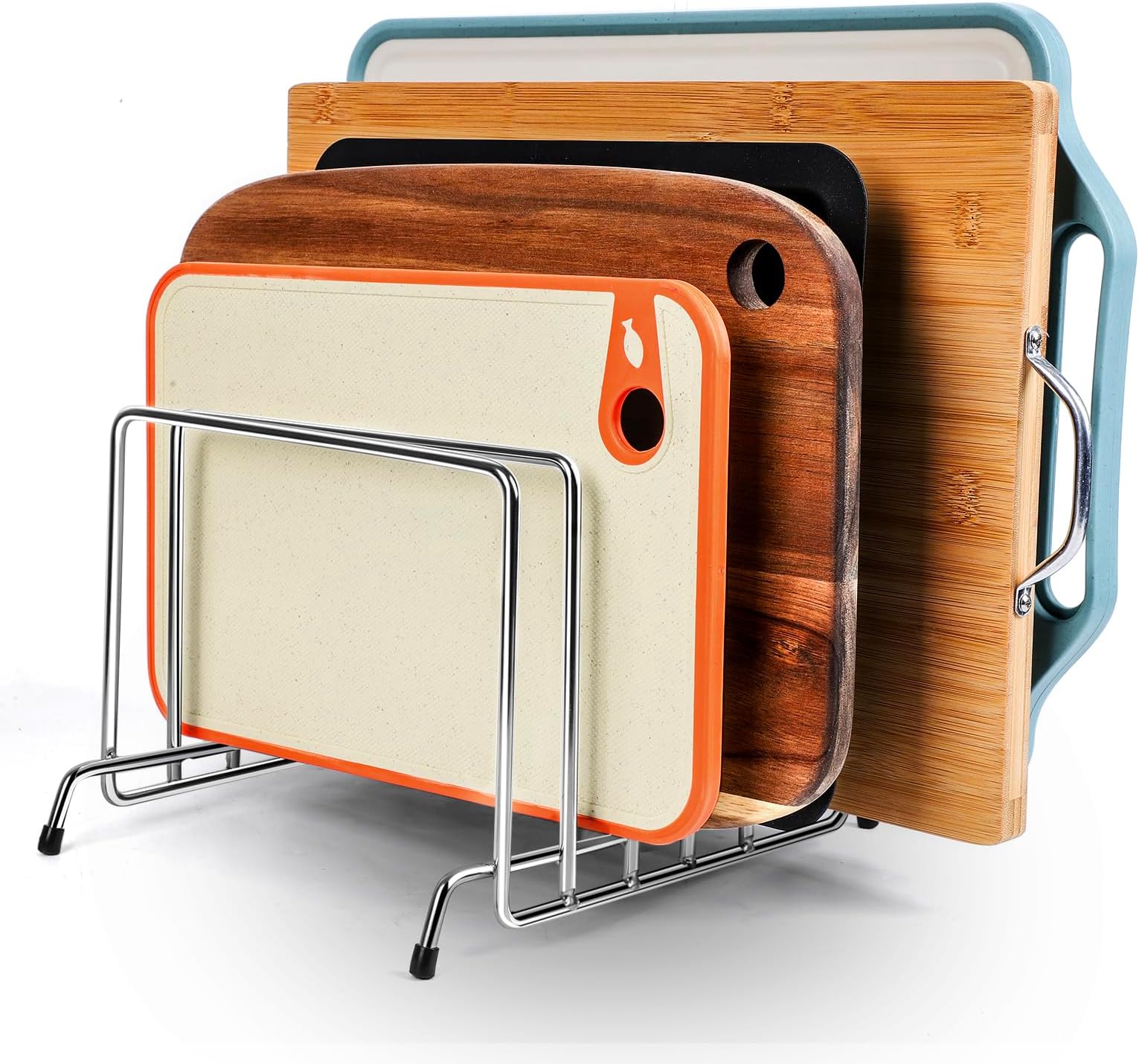 6 Slot Stainless Steel Heavy Duty Cutting Board Organizer, Cutting board storage rack，Cutting Board Holder Baking Cookie Pan Sheets Cooling, kitchen organizers and storage,Cabinet countertop organizer