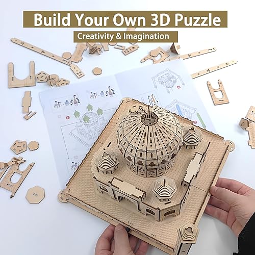 Miniatura 7 de Rompecabezas de madera 3D para adultos, niños a partir de 7 años, Taj Mahal móvil, rompecabezas de rompecabezas de rompecabezas de juguete, juego de