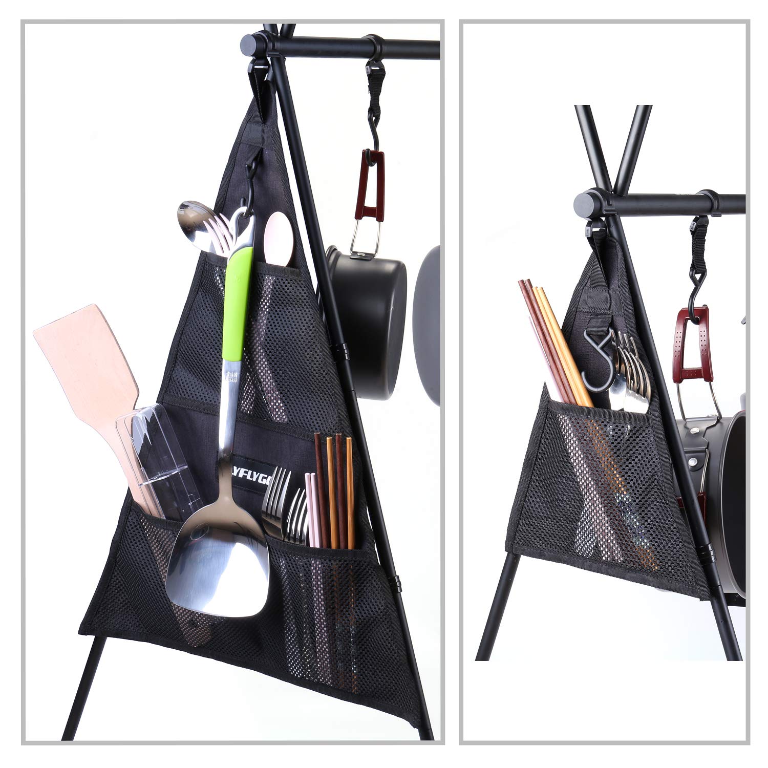 ✨FLYFLYGO ランタンフック プラスチック製 直径19mm キャンプ 黒