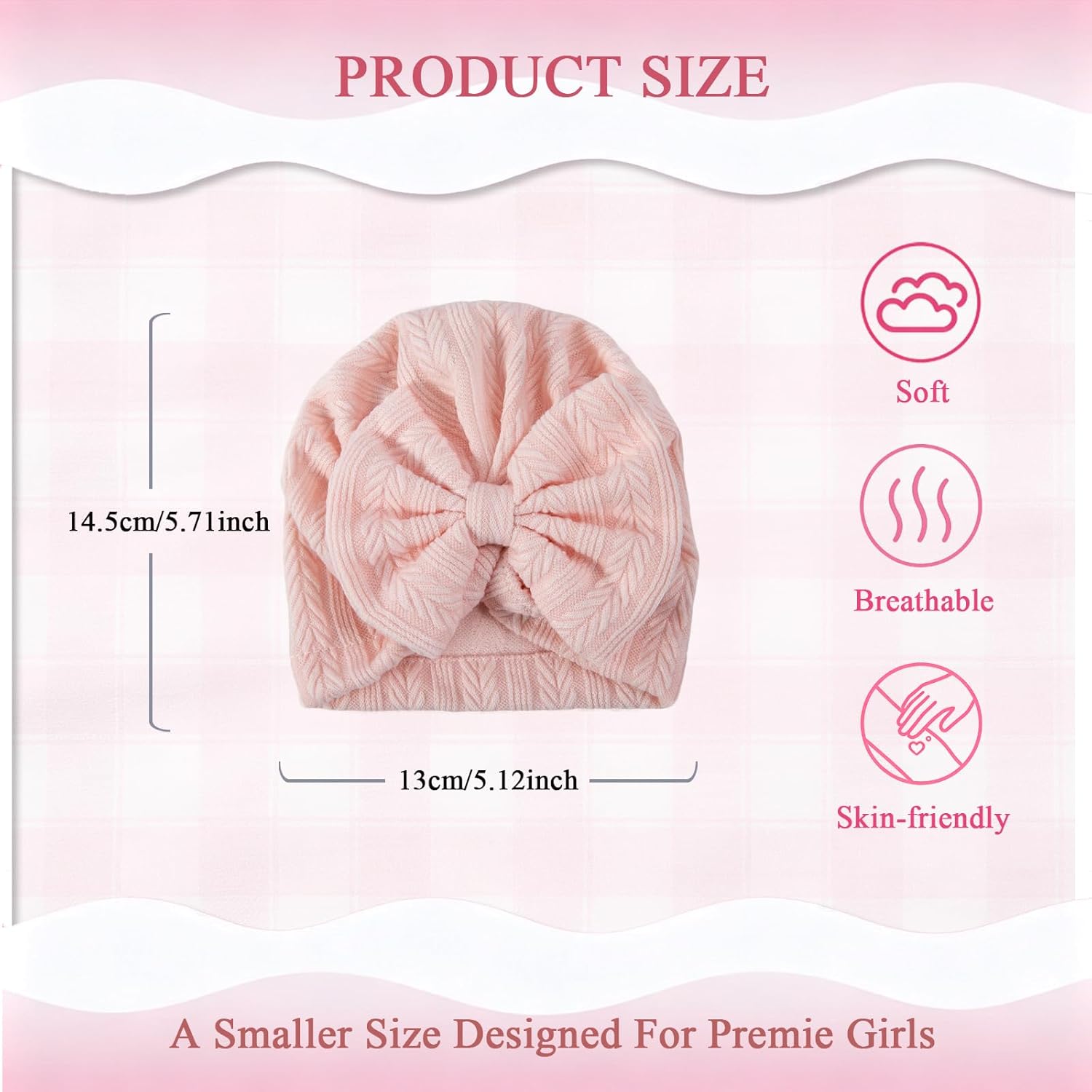 8 Sets Newborn Baby Hats & Mittens Cotton Preemie Infant Bow Beanies Caps Mitten Gloves Hospital Beanie Hat for New Born Boy Girl 0-3 Months - Image 7