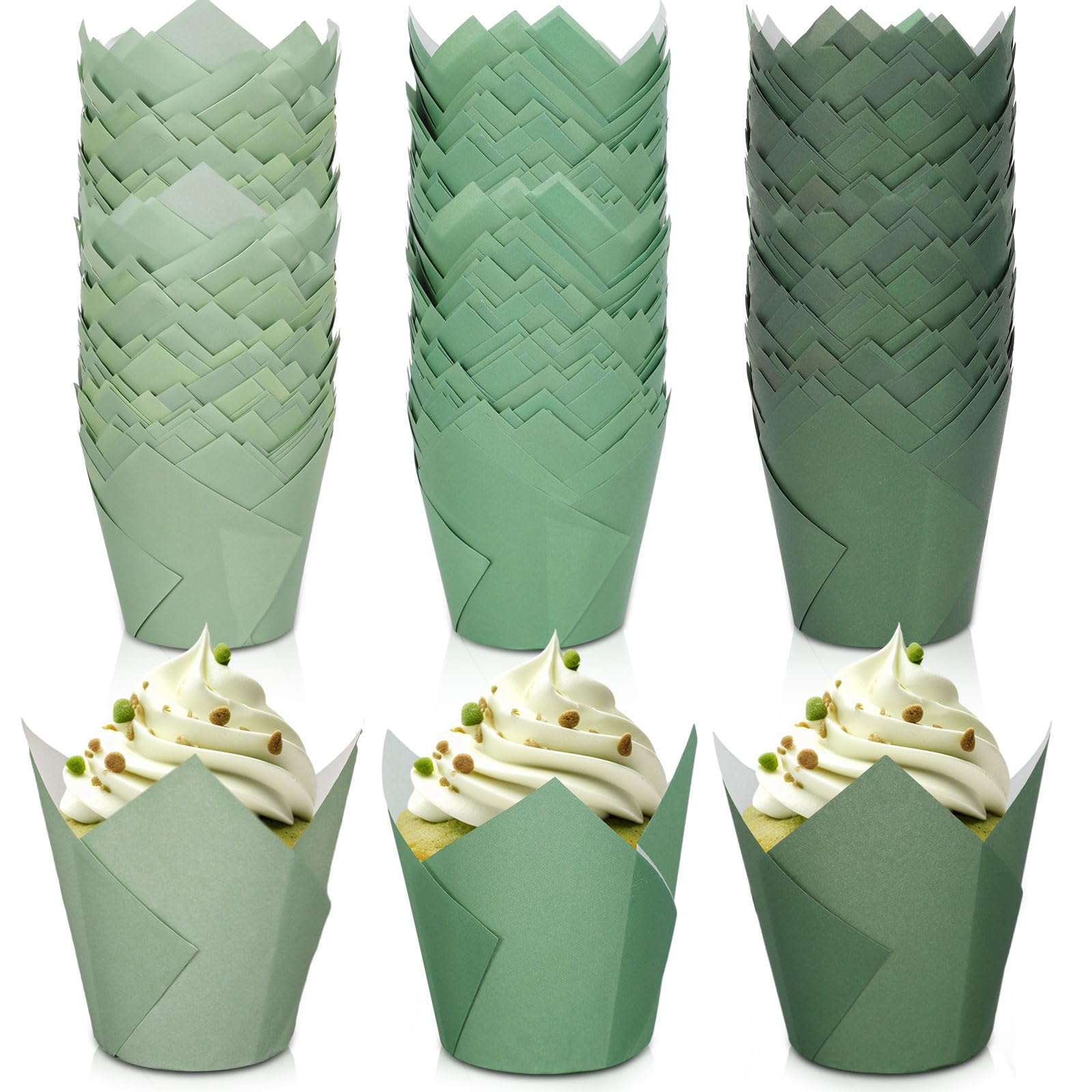 Cápsulas de tulipán verde para magdalenas y repostería creativa en bodas