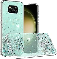 Vista 1 de Funda compatible con Xiaomi Poco X3 Pro con purpurina verde transparente, para teléfono Poco X3 Pro, funda de silicona transparente de TPU suave