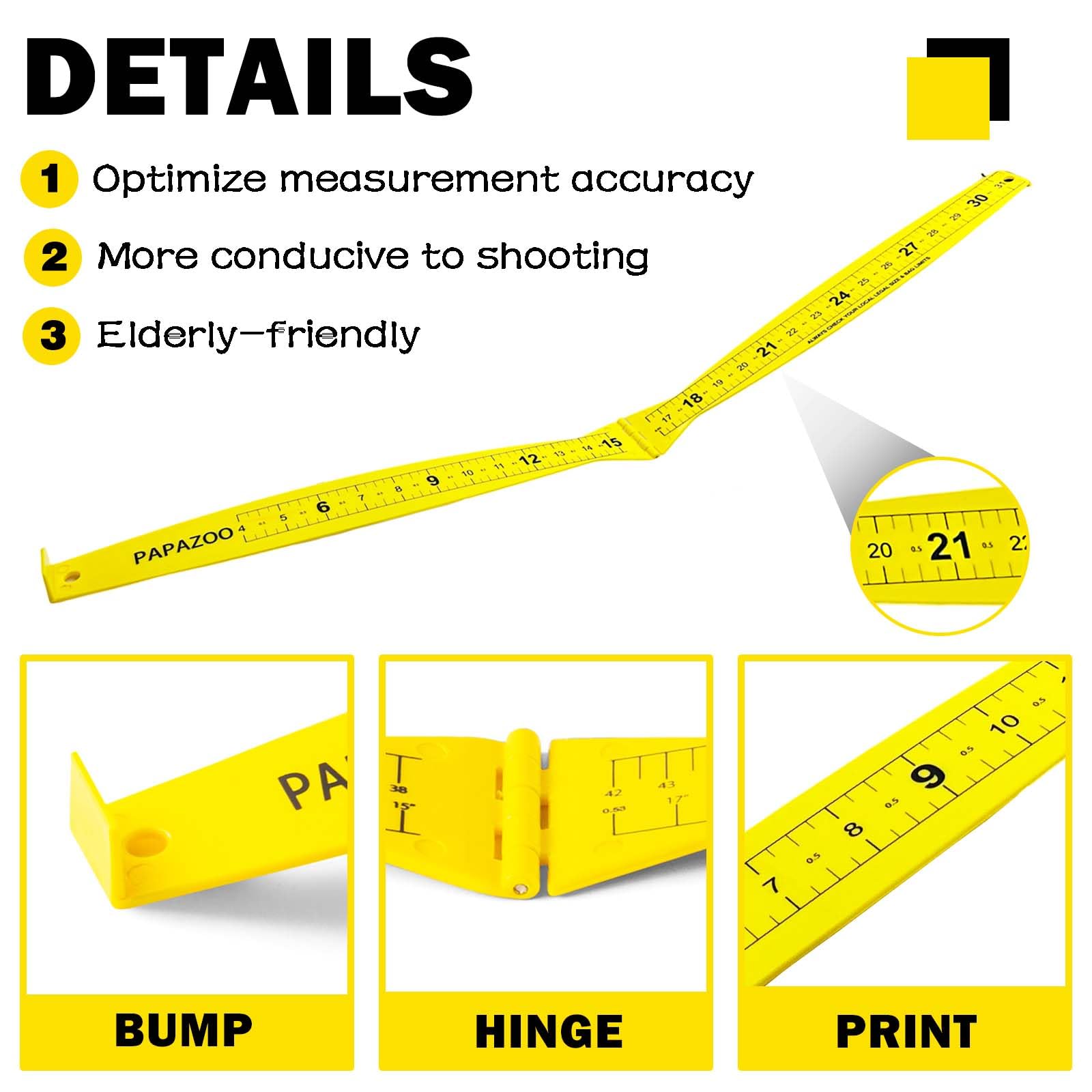 PAPAZOO Fish Measuring Board - 32in Folding Fishing Ruler Lightweight Bump Board