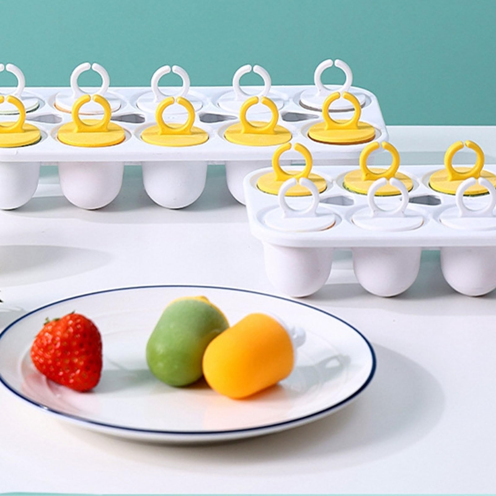 Moldes for helado de 10 cavidades con mango de palito, reutilizables, for paletas de hielo, bandeja antiadherente,Moldes para helados(A)
