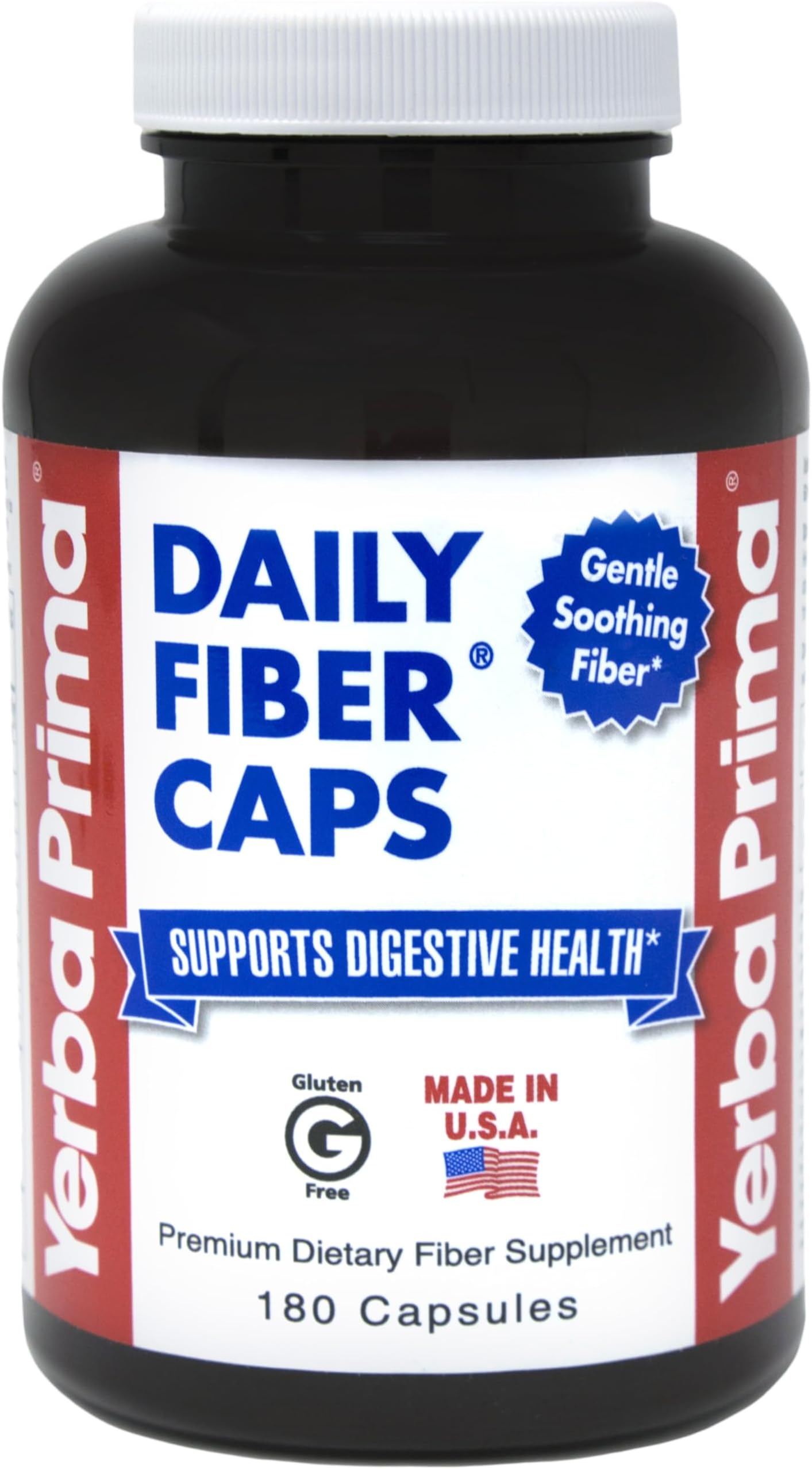 Daily Fiber Caps - 180 Capsules - Soluble & Insoluble Dietary Fiber Supplement - Colon Cleanse - Gut Health - Vegan, Non-GMO, Gluten-Free