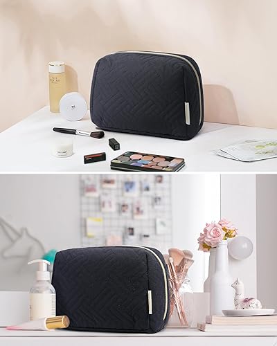 Miniatura 7 de BAGSMART Elegantes bolsas de maquillaje espaciosas, Gris, Pequeña bolsa de maquillaje suave