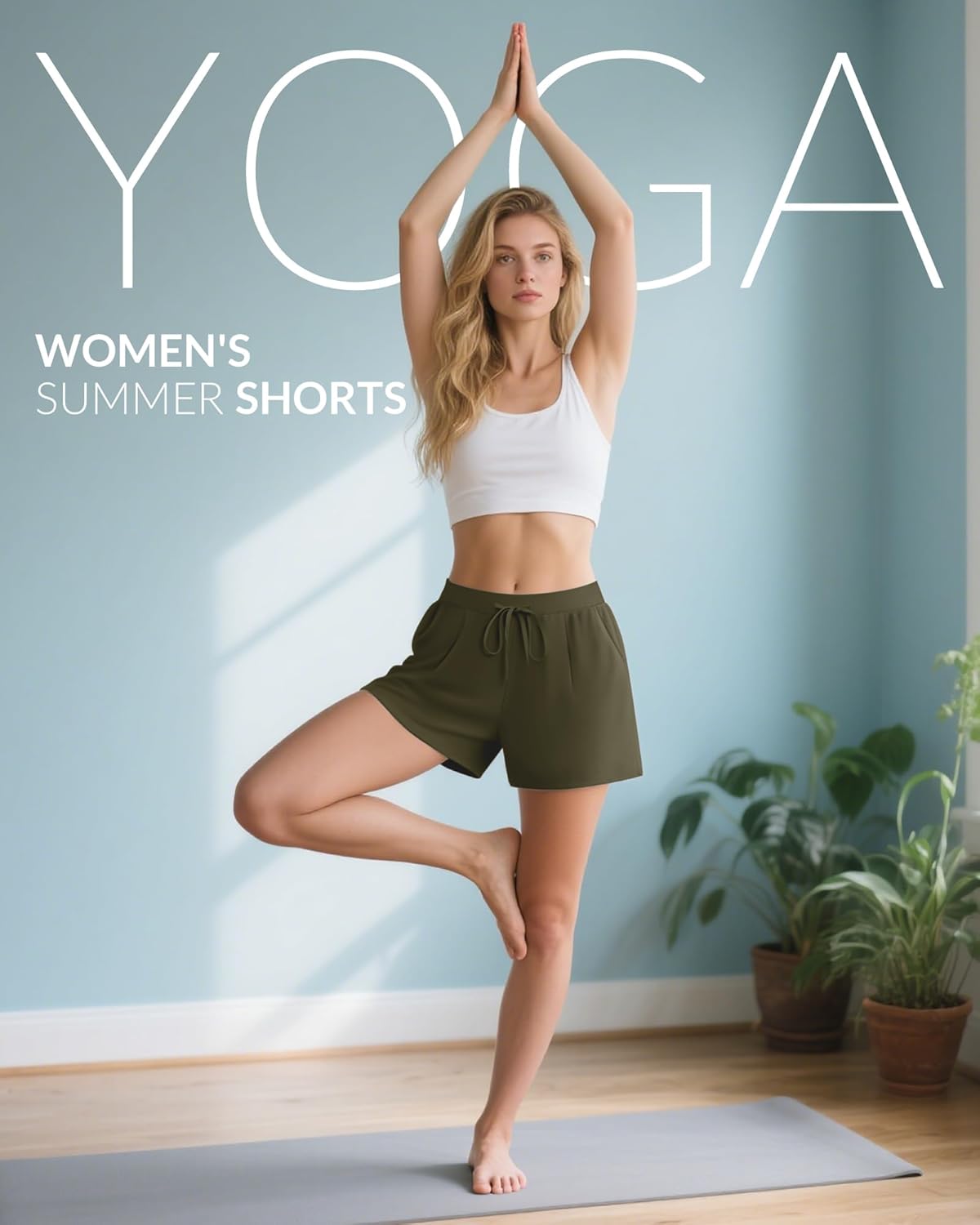 Huukeay 3 Pack Women's Casual Sweat Shorts, High Waist Drawstring Wide Leg Athletic Lounge Shorts with Pockets 2025 Summer - Image 5