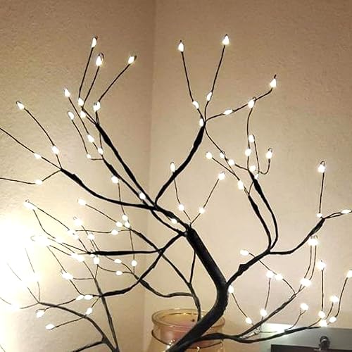 Miniatura 4 de FUCHSUN - Lámpara de árbol de mesa, 108 LED, bonsái, artificial, con temporizador, para hogar, oficina, fiesta, Halloween, vacaciones, funciona con
