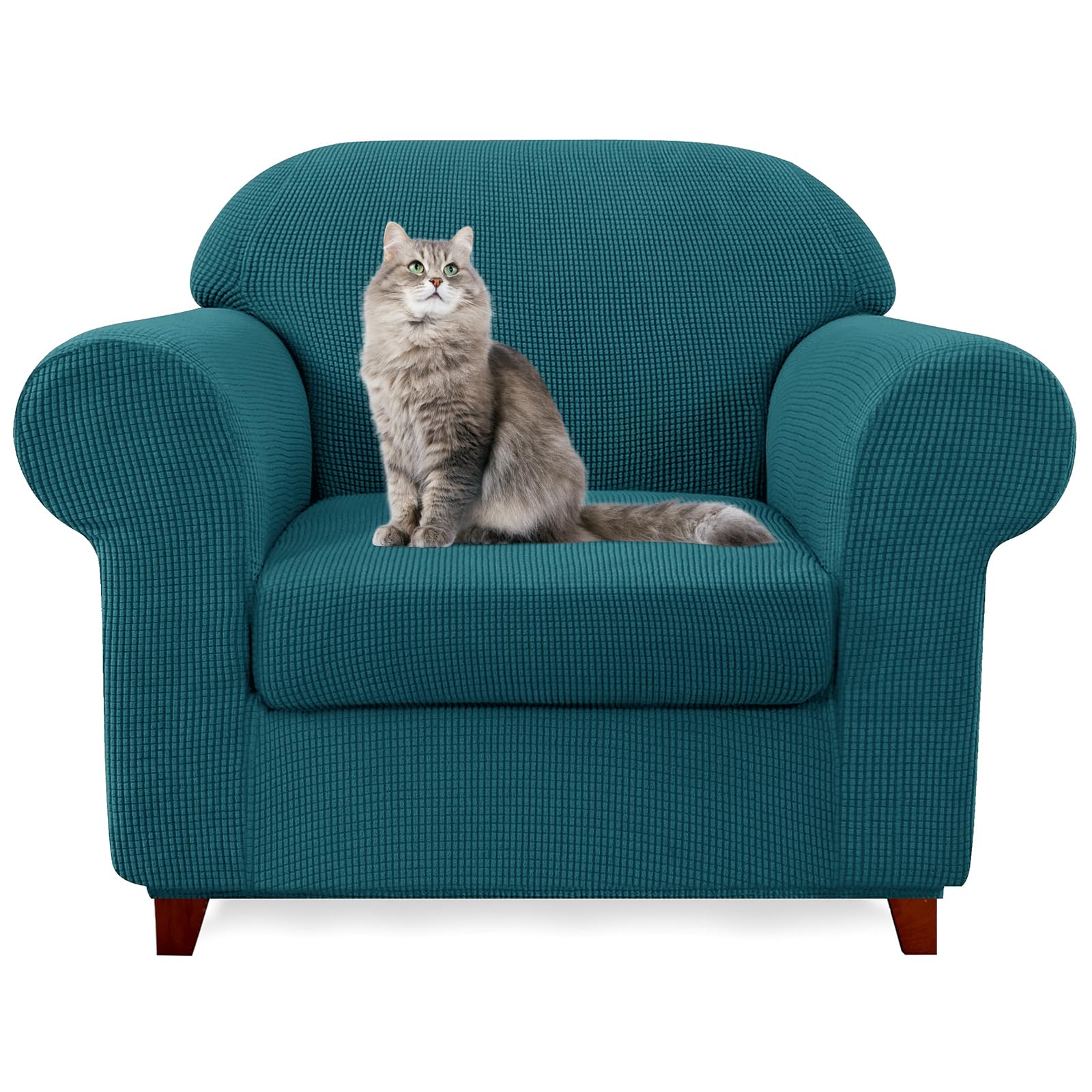 SYLC Ektorp Sofa Cover with Seat Cushions Covers and Backrests Covers Sofa Covers Stylish Stretch Jacquard Couch Slipcover Protector (Teal,Chair+1 L Seat) — image 1