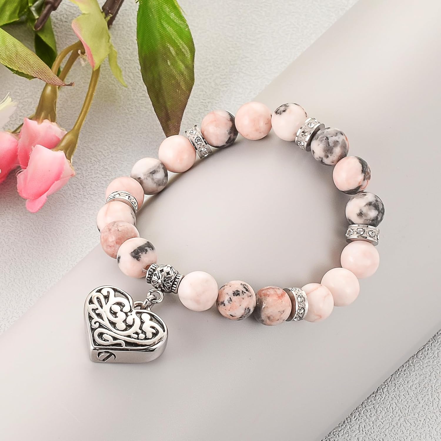 XIUDA Heart Cremation Memorial Urn Bracelet 316L Stainless Steel Keepsake Jewelry Urn Bracelet for Ashes for Women-With Me Always