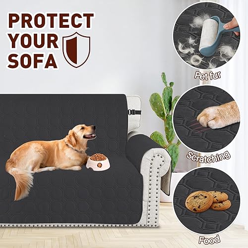 Miniatura 5 de XINEAGE Funda de sofá 100% impermeable para sofá, antideslizante, acolchada, protector de muebles para perros, niños y mascotas, funda de sofá,