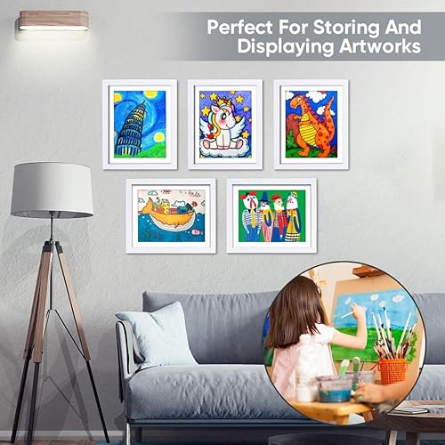 Miniatura 7 de Paquete de 2 Marcos de obras de arte para niños intercambiables, marco de arte para niños, marcos de arte para niños, con apertura frontal para 50,