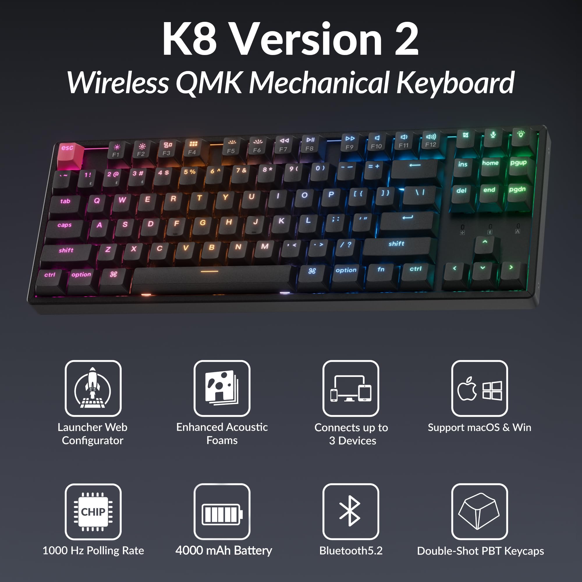 Amazon | 【国内正規品】Keychron K8 Version 2 QMK ワイヤレス