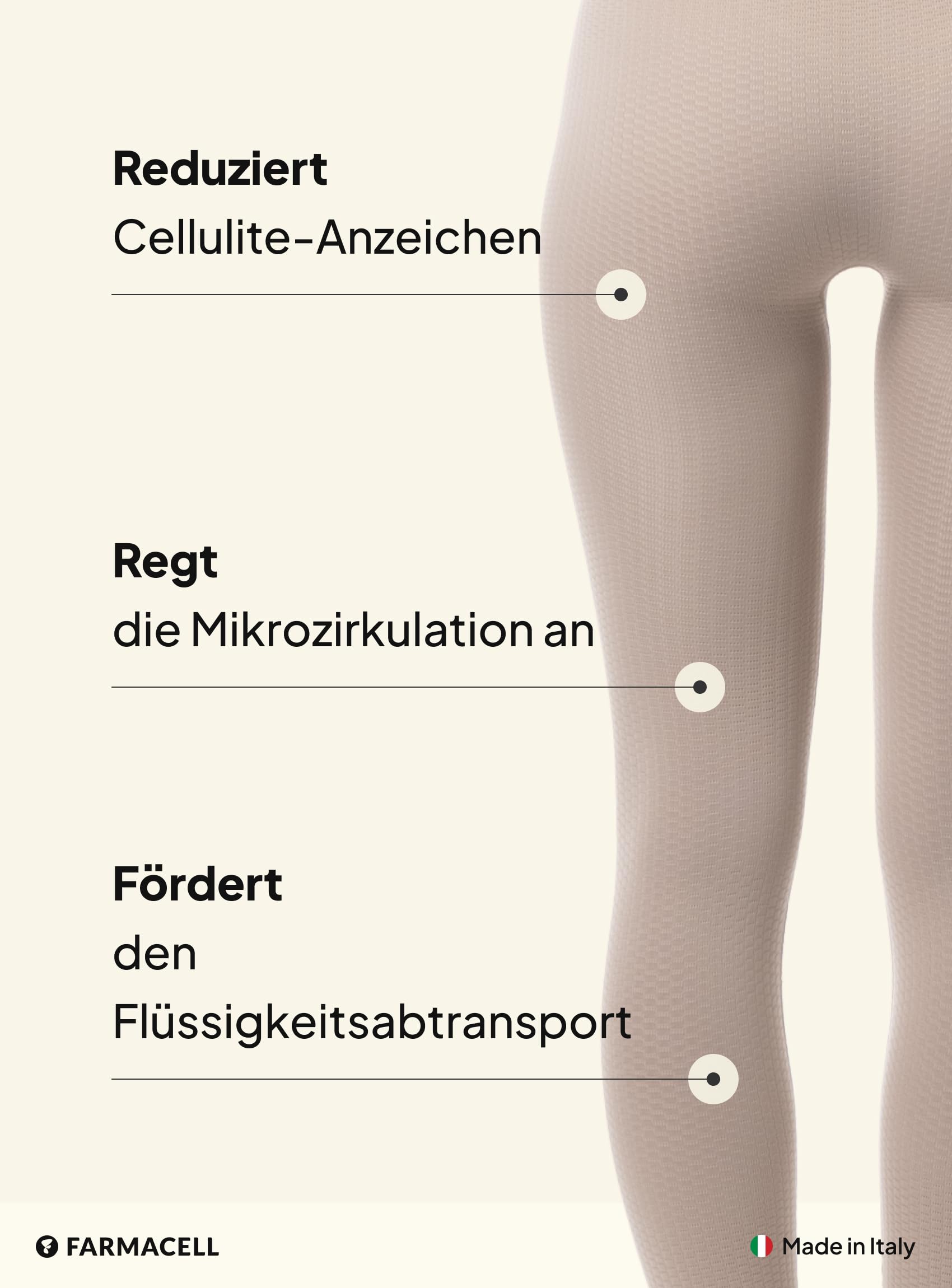 FarmaCell Anti-Cellulite Leggings Damen mit Mikromassage, Hoher Bund, Made in Italy, 133