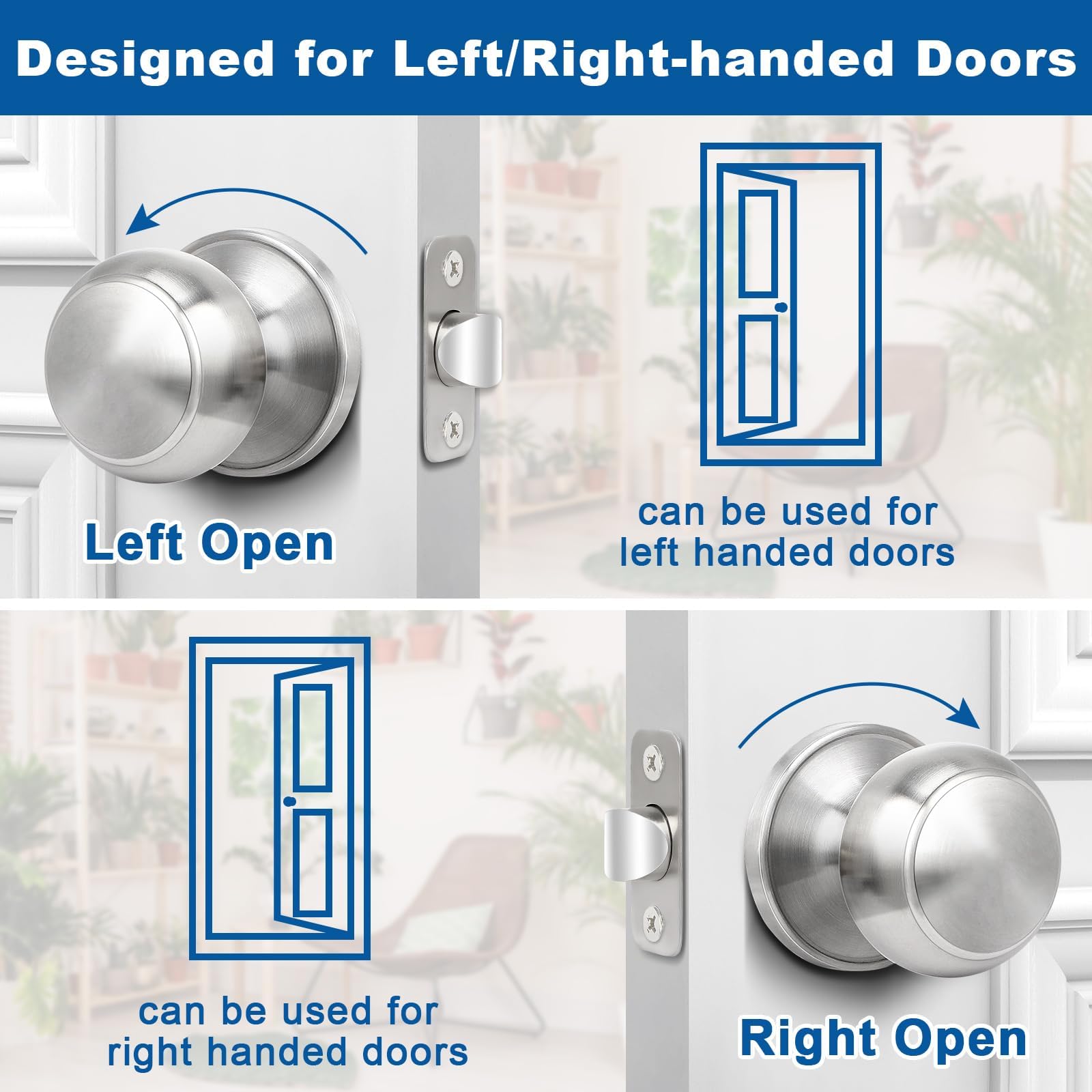 Brushed Nickel Door Knobs - 10 Pack -5