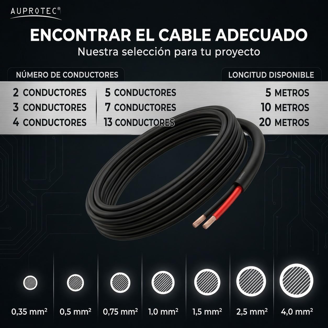 AUPROTEC 4.0mm² - 2 conductores, 10m cable eléctrico redondo I aislamiento de PVC de pared fina DIN ISO 6722 I FLRYY cable automotriz para coche, remolque y caravana