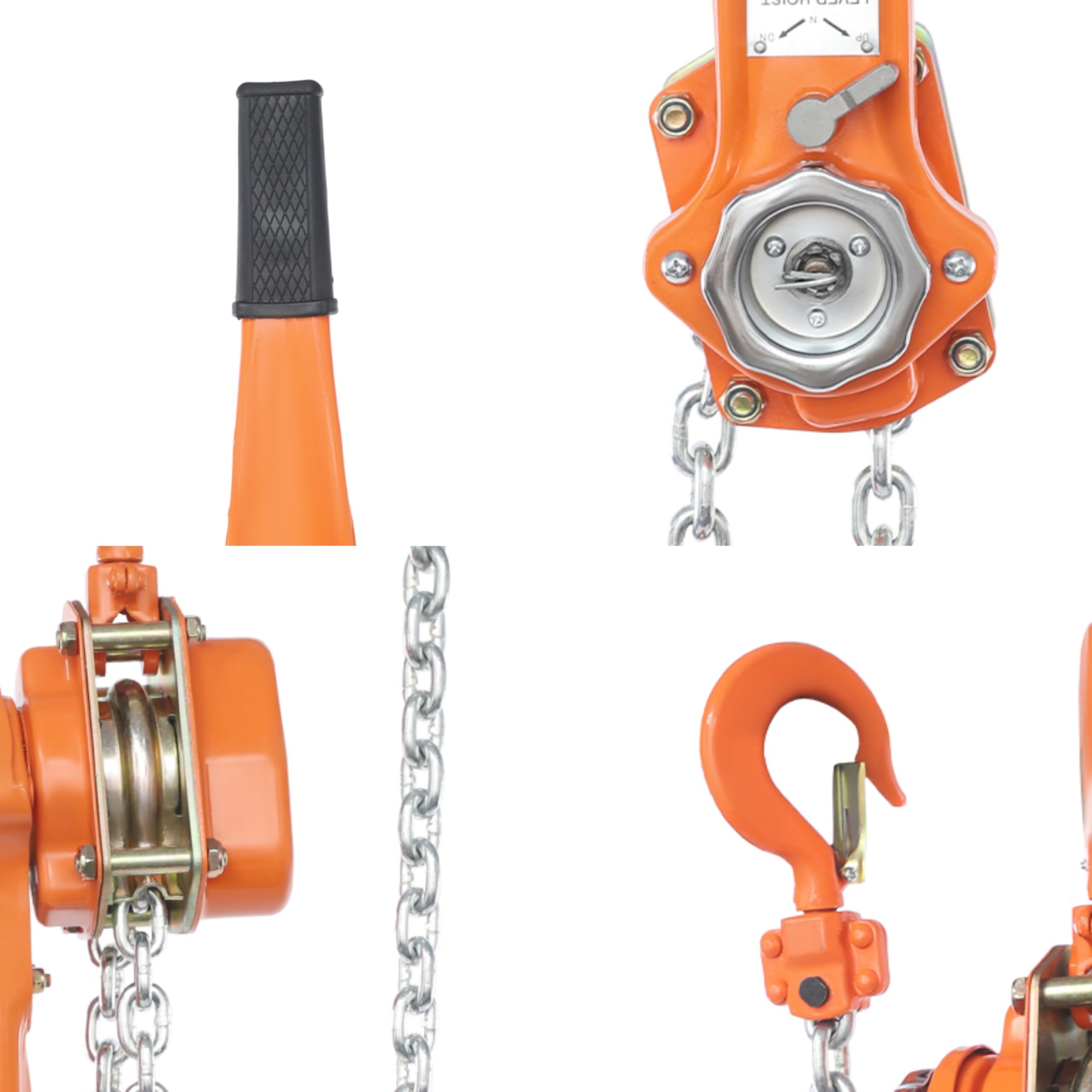 1,5 Tonnen Handkettenzug aus Premiumlegiertem Stahl 3M Hubhöhe, Hebelblock-Kettenzug mit 360° drehbarer Haken, Manueller Kettenblock Hebel Hebelzug Kettenzug mit Griff