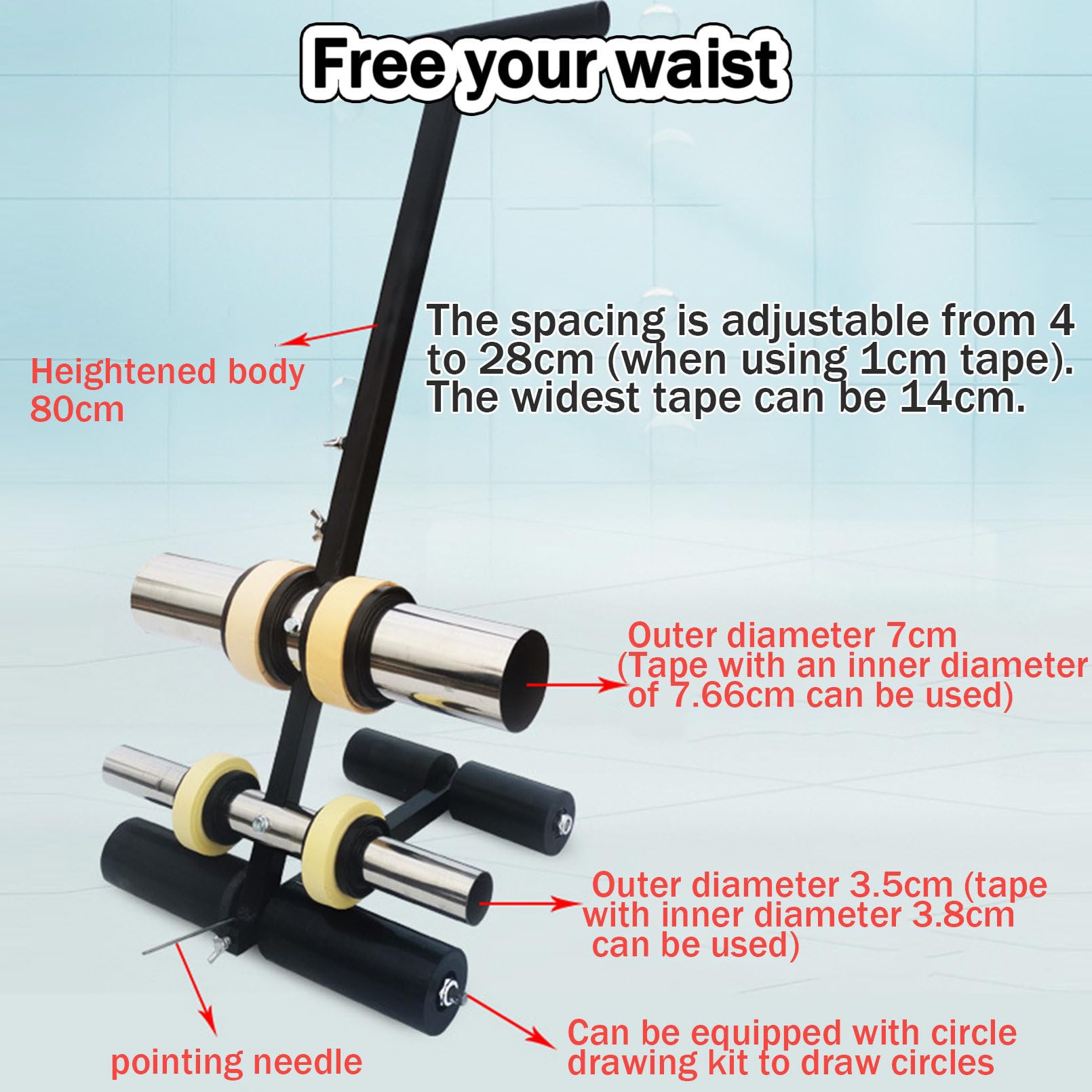 UMJIGF Floor Tape Applicator, Painter Tape Pasting Machine, Tape Dispenser Painting Tool, Floor Marking Tool, for Line Marking/Spray Painting
