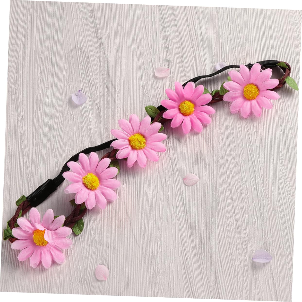 5Pcs Pink Hawaiian Sunflower Hair Wreaths Boho Headband Floral Accessories for Beach Theme Parties and Festivals - Image 3