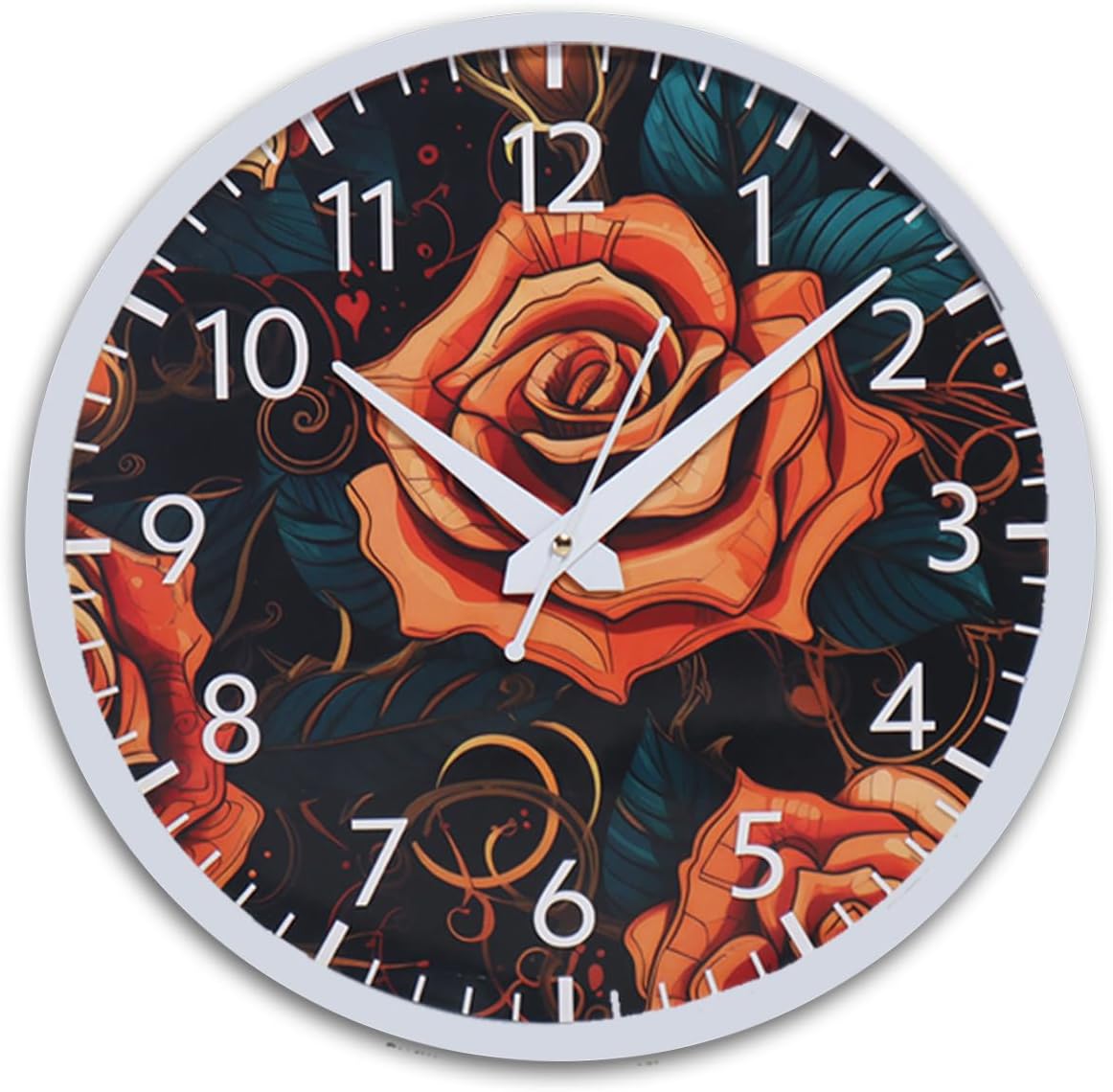 AMC Wall Clock of Pinted Rose Wall Clock for Chronicles of Time Wall Clocks for Every Style| Wall Clock Revolution Modern Timekeeping for Home and Office 12x12 inches