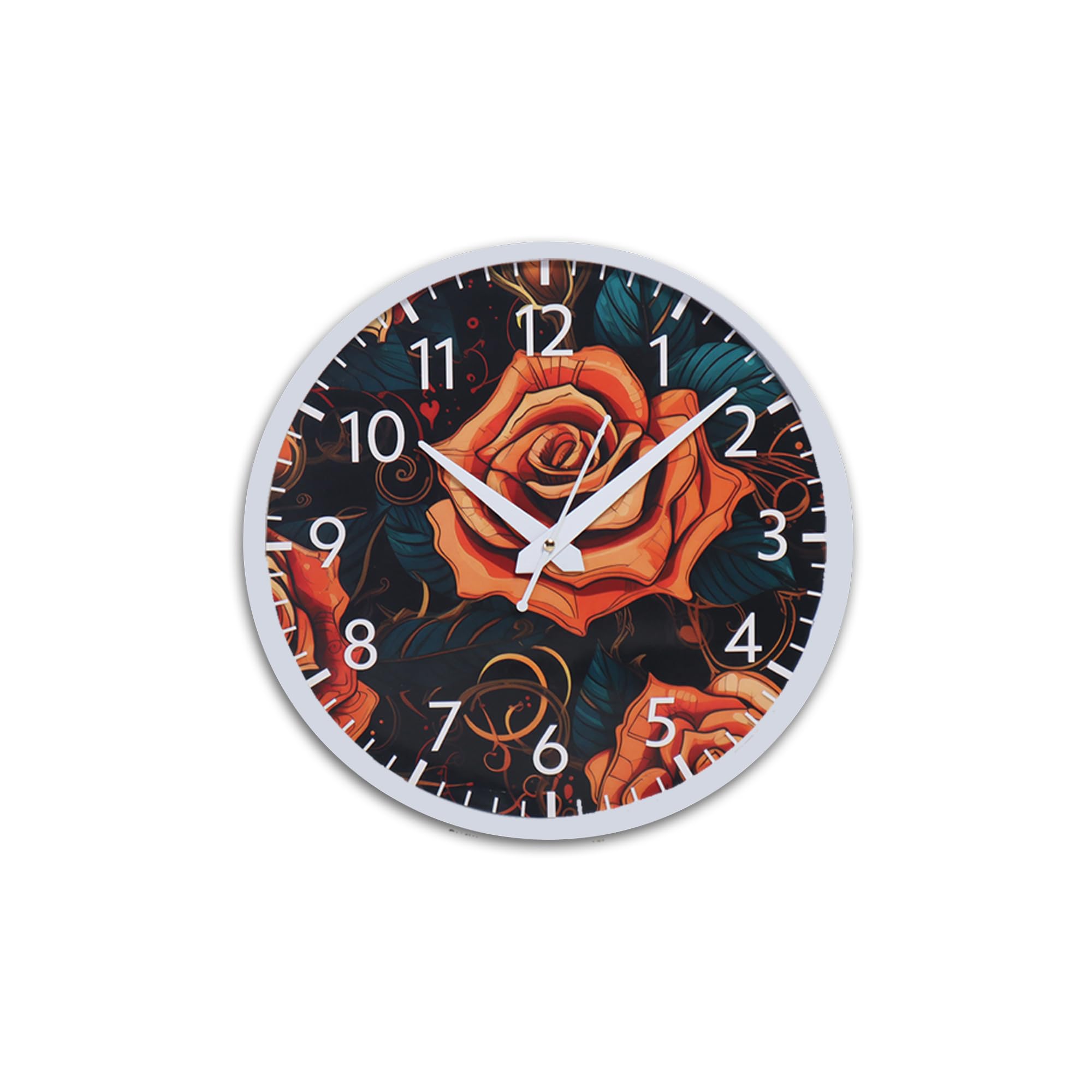 AMC Wall Clock of Pinted Rose Wall Clock for Chronicles of Time Wall Clocks for Every Style| Wall Clock Revolution Modern Timekeeping for Home and Office 12x12 inches
