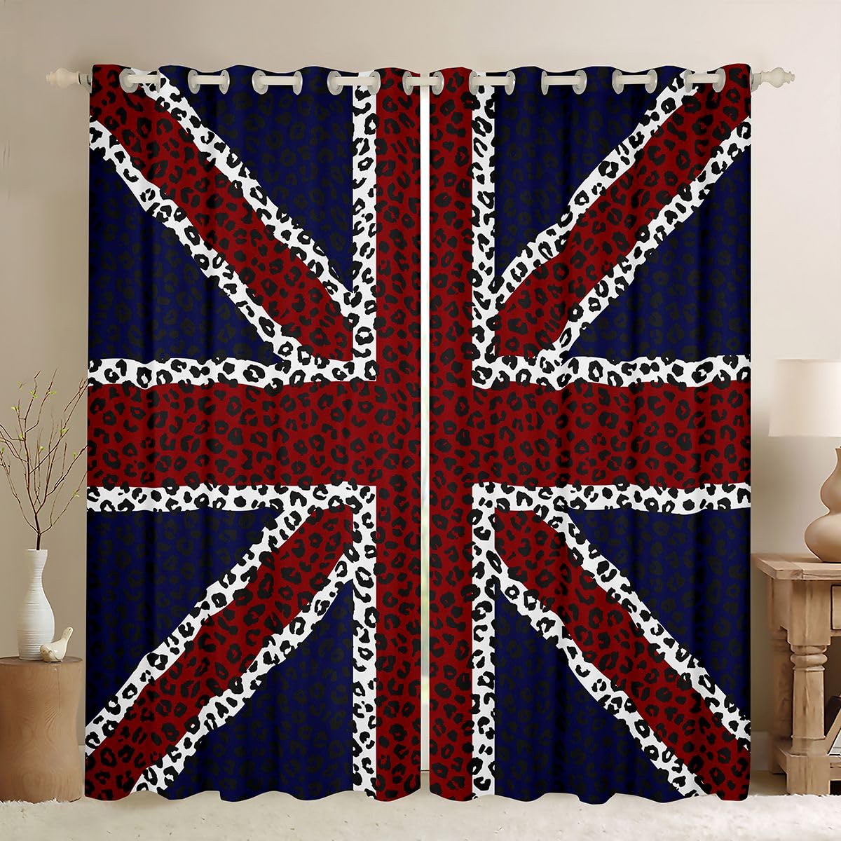 Homewish Retro Union Jack Flag Blackout Curtains 46 x 72 for Living Room — image 1