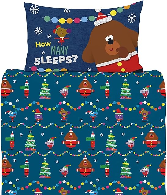 Hey Duggee Junior Cot Duvet Cover - Duggee Christmas Design - Official Reversible Bedding Set - Polycotton