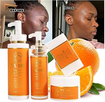 AILKE VC100 Whitening Skin Care Set, Reduce Wrinkles, Fine Lines, Clean & Smooth Skin, Anti-Aging, With Hydrolyzed Collagen, Vitamin E, Moisturizer For All Skin Types
