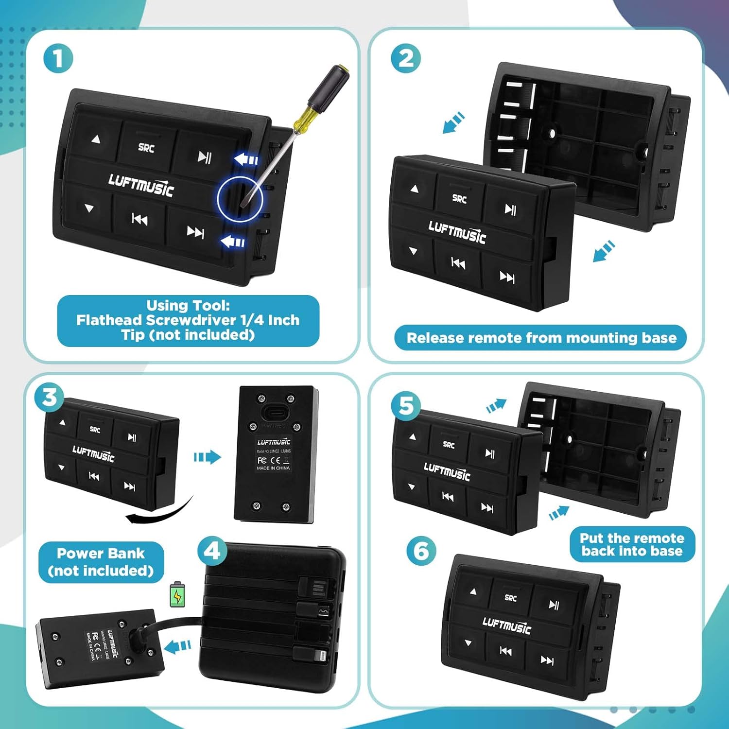 Bluetooth Marine Amplifier 4 Channel - Full Range Marine Amp - Waterproof Motorcycle Amplifier - Wireless Remote, Easy Installation - Compact Bluetooth Amp for Bike, Golf Cart, ATV - Image 6