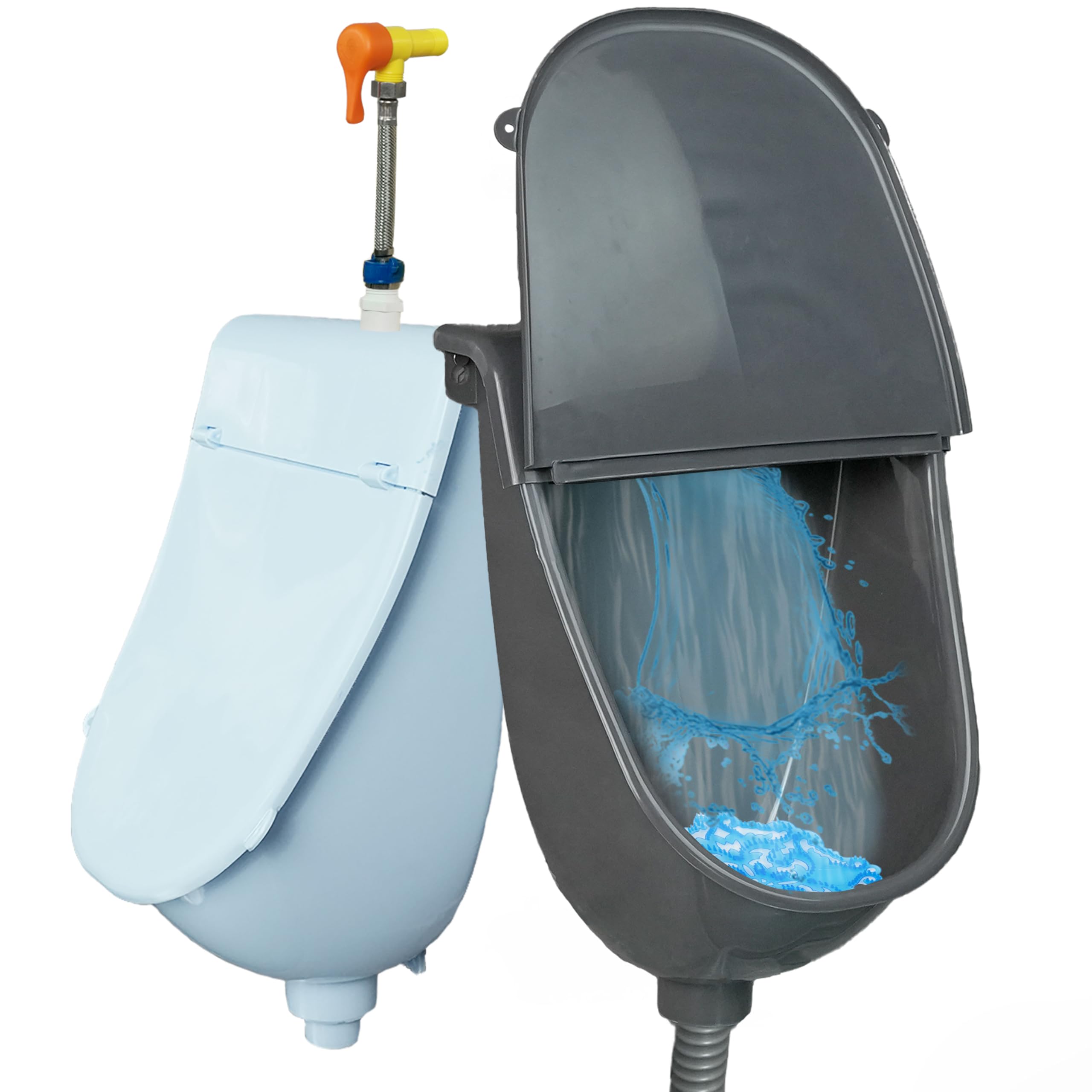 Shawoo Men's Gray Wall Mounted Commercial Urinal With Cover Bathroom Washout Urinal For Plastic Urinals For Waterless Urinal Garage Urinal Urine Diverter Outdoor Urinal For Home Dorm Shed Backyard Rv(Gray)