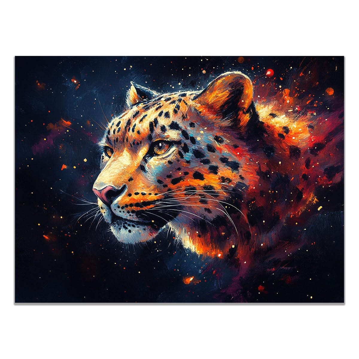 TZKRWRH Cheetah Wall Art Print, Panther Picture Leopard Artwork Mid Century Retro Design, Minimalist Painting Poster Wild Animal Art Bedroom Canvas(Black 45)-70x100cm Unframed
