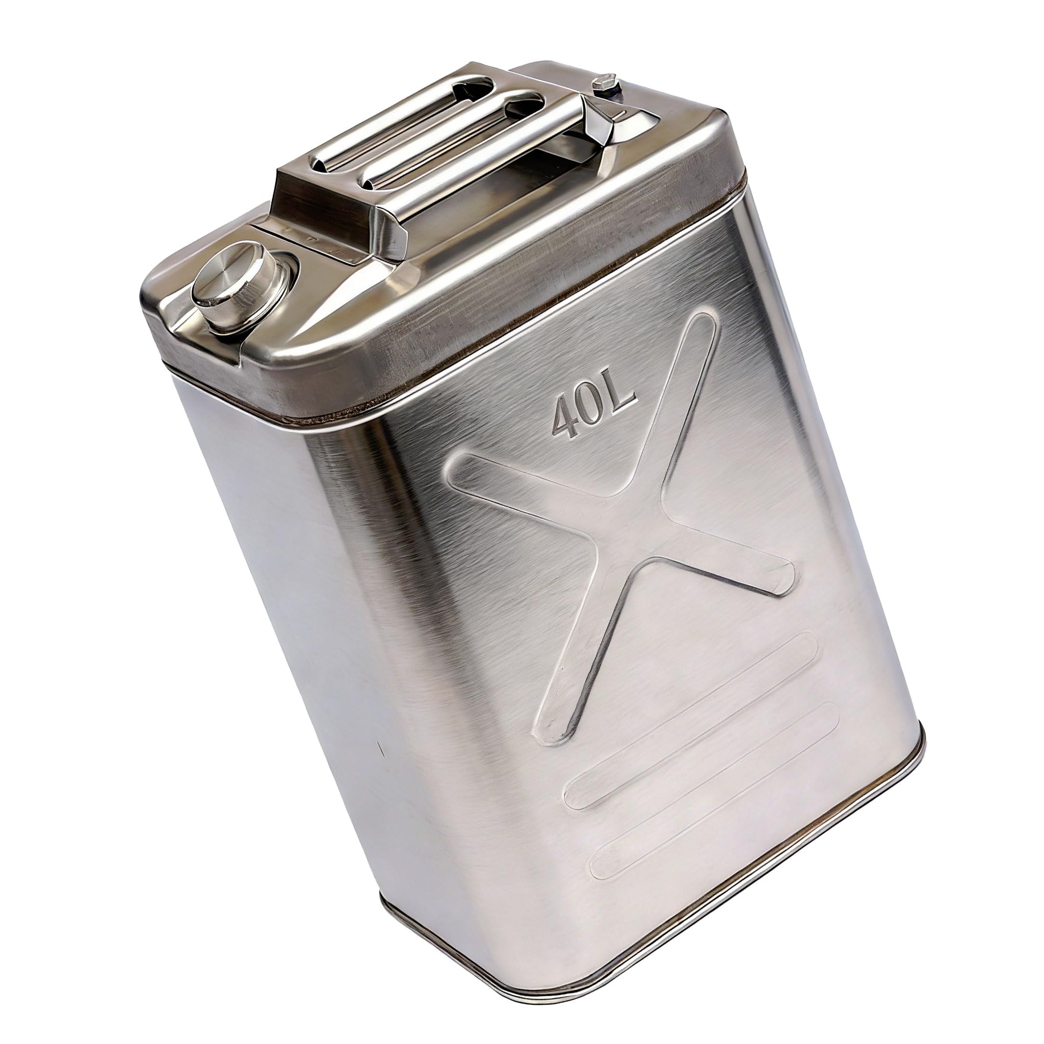 Bidón de gasolina, depósito de combustible, 40 l, metal de acero inoxidable 304 engrosado con boquilla incorporada, bidón de 40 litros para gasolina, diésel, aceite y agua