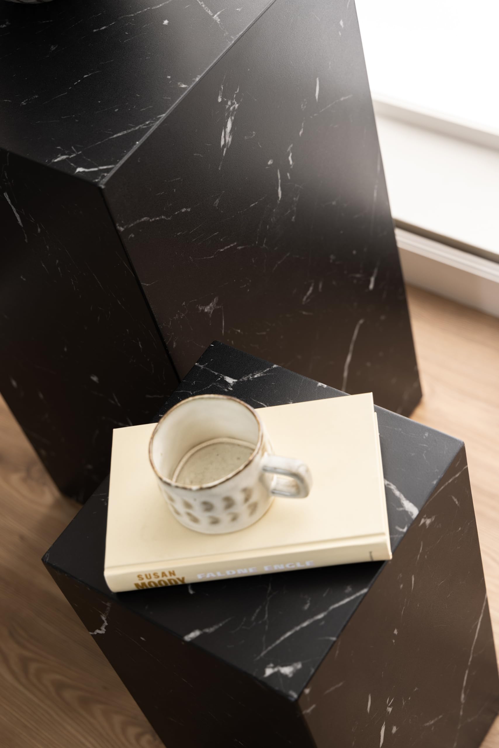AC Design Furniture Dicte piedistallo Set da 2 Pezzi, Legno ingegnerizzato, Nero, H: 70 x B: 35 x T: 35 cm