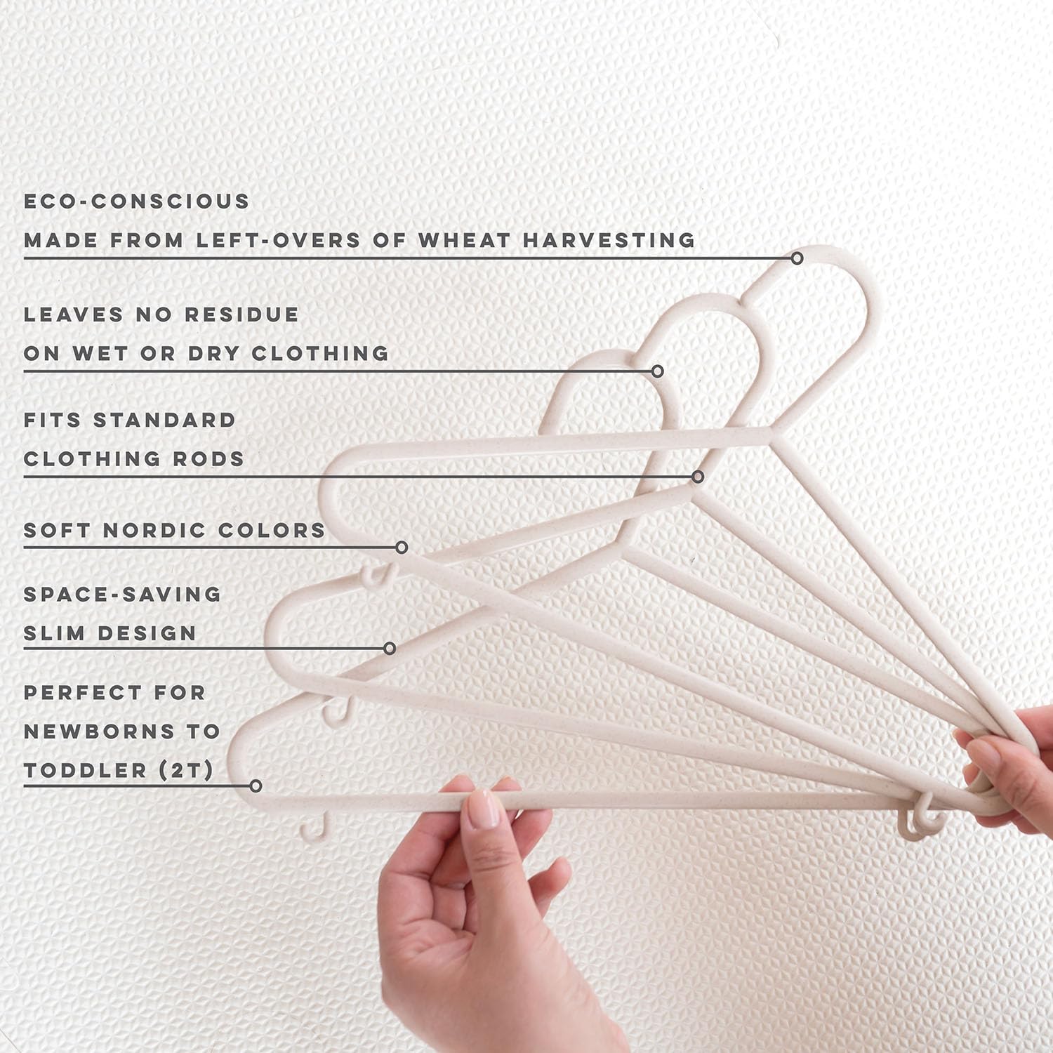 3 Sprouts Wheat Straw Plastic Kids & Child Hangers, 30-Pack Eco-Conscious Baby Clothes & Coat Hangers for Closet - Image 3