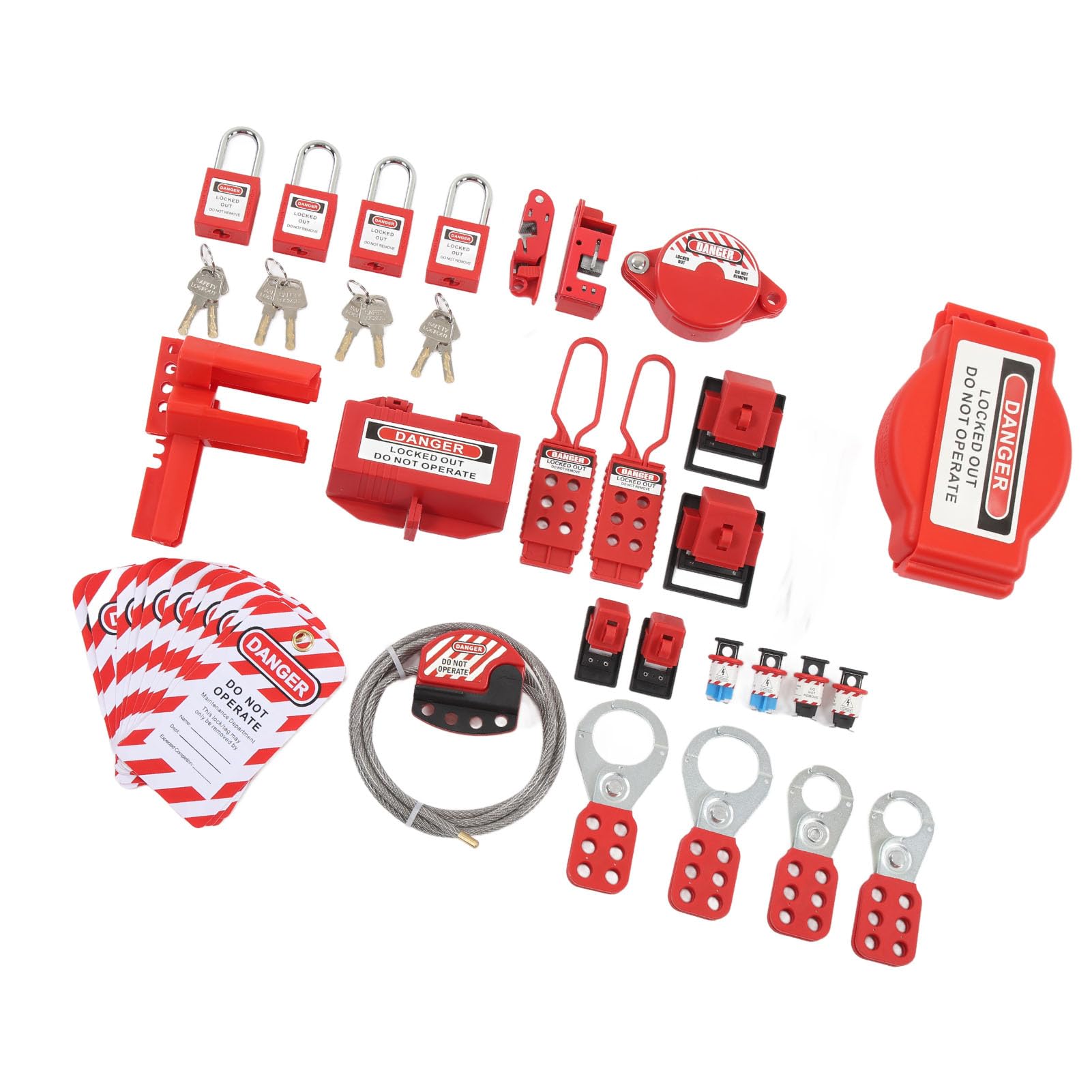 Kit de Etiquetado de Bloqueo de 47 Piezas, Cerraduras Seguras para Equipos Industriales, Juego de Combinación de Candados de Seguridad Eléctrica con Etiquetas de Seguridad,