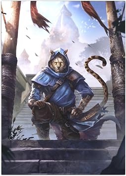 Displate Official Elder Scrolls Skyrim Metal Poster Magnetic Mounting Included Licensed Artwork Modern Wall Decor Skyrim Card Art Khajiit Poster 12.6x17.7 in